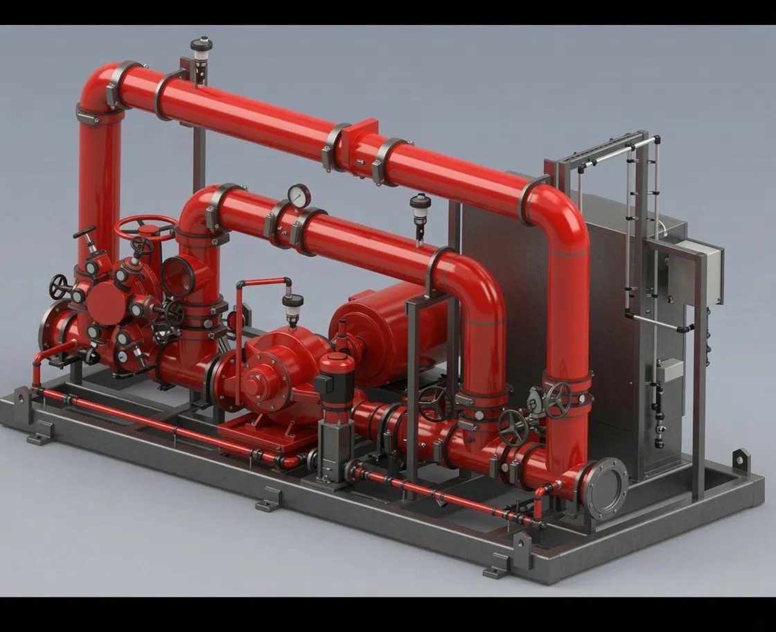Factory-assembled pump package under test